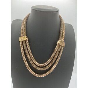 Vintage Gold-Tone Multistrand Snake Chain Necklace With Lobster Claw Closure